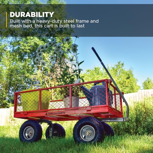 Gorilla Carts Steel Utility Cart, 800 lb Capacity, 4 Cu Ft., Black - color: Black Mesh