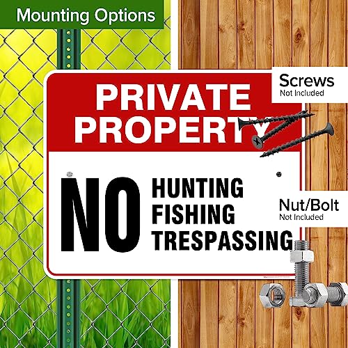 Private Property No Fishing No Hunting No Trespassing Sign, 24x30 Inches, - size: 24x30 - Aluminum