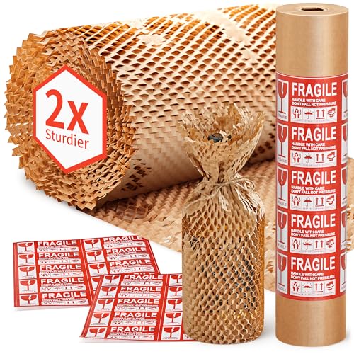 JARLINK Honeycomb Packing Paper, 15" x 131' Bubble Wrap Roll for Packing - size: 15"x 131'