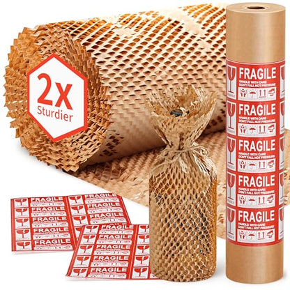 JARLINK Honeycomb Packing Paper, 15" x 131' Bubble Wrap Roll for Packing - size: 15"x 131'