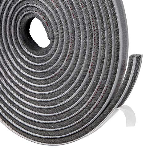 TORRAMI Brush Weather Stripping, 11/32 x 3/16 in, 16 ft, Gray - color: Gray, size: 11/32 inch x 3/16 inch x 16 ft