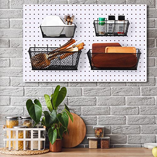 Sieral 4 Pcs Metal Pegboard Baskets Wire Organizer, Medium, Large, Black - color: Black, size: Medium, Large