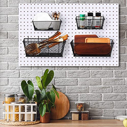 Sieral 4 Pcs Metal Pegboard Baskets Wire Organizer, Medium, Large, Black - color: Black, size: Medium, Large