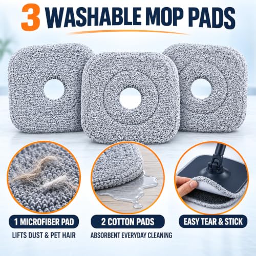 Spin Mop and Bucket Set, Mop Bucket with Separate Dirty/Clean Water System