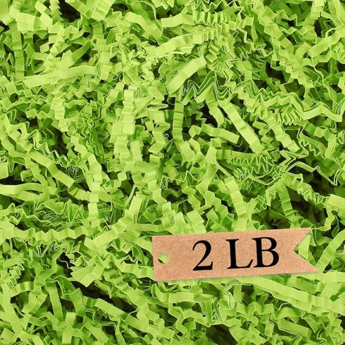 Art Secret 2LB Crinkle Cut Paper Shred Filler - Biodegradable Packing for Gift Baskets, Boxes, and Crafts - Eco-Friendly Cushion for Christmas, Weddings, Birthdays (Apple Green) - color: Apple Green