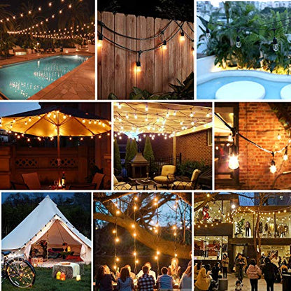 Outdoor String Lights 96FT(48×2), Commercial Grade Heavy Duty Patio Lights - color: Black-2700K, size: 96FT(48FT*2)