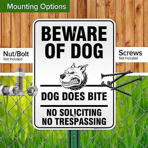 Beware of Dog, Dog Does Bite No Soliciting No Trespassing Sign, 18x24 - size: 18x24 - Aluminum Reflective