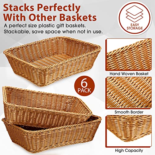 6 Pcs 17.7 in Large Wicker Bread Baskets, Woven Serving Basket for Kitchen