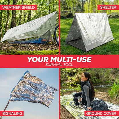 Emergency Blanket Mylar Thermal Space Survival Gear & Supplies 100-Pack - color: Silver, size: 100 Pack