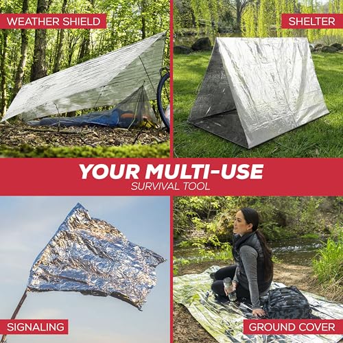 Emergency Blanket Mylar Thermal Space Survival Gear & Supplies 25-Pack Foil - color: Silver, size: 25 Pack