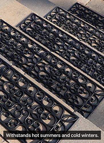 Rubber Stair Treads Non-Slip Outdoor 42”x10” (5-Pack) – Anti-Slip Step Mat - size: 42" X 10", style: Iron