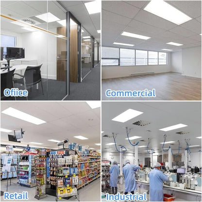 2x4 FT LED Light Flat Panel, 78W High Brightness 9750lumens 6500K, Dimmable (0-10V) Recessed Drop Ceiling Lights, Lay in Fixture for Office Shop Commercial Warehouse Fixture, 120-277V, ETL 6PACK