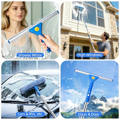 Window Cleaning Kit with Bucket, Squeegee and Scrubber for Home Outdoor