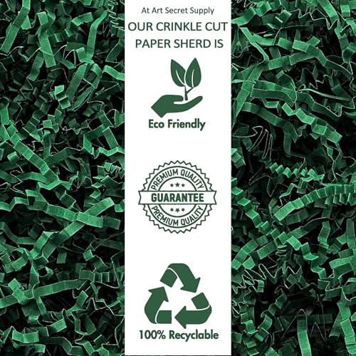 Art Secret Crinkle Cut Paper Shred Filler for Packing and Filling Gift Baskets - 2 LB (Green) - color: Green