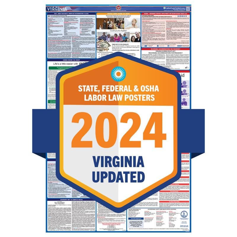 Labor Law Poster Virginia 2027, State, Federal Workplace Notices 26 x 39.5 - style: Laminated