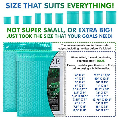 Poly Bubble Mailers, 8.5 x 11 Inch Teal Padded Mailers, Self Seal Shipping Envelopes, Lightweight Poly Mailer Bags, Waterproof Mailing Bags, Pack of 25 - color: Teal, size: 8.5" x 11" / 25 Pack