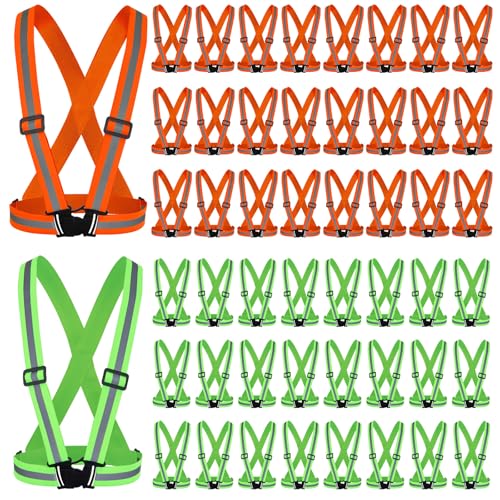 Hercicy Reflective Vest High Visibility Safety Vests Bulk - color: Green, Orange