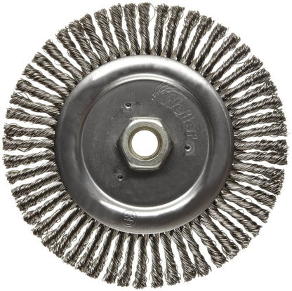 Weiler 09500 Roughneck Jr. 6" Root Pass Weld Cleaning Brush, .020" Stainless Steel Wire Fill, 5/8"-11 UNC Nut, Made in the USA - size: 56 Knots