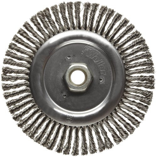 Weiler 09500 Roughneck Jr. 6" Root Pass Weld Cleaning Brush, .020" Stainless Steel Wire Fill, 5/8"-11 UNC Nut, Made in the USA - size: 56 Knots