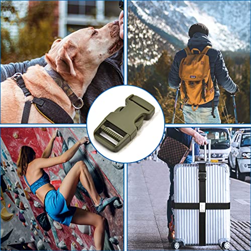 1 inch Buckles Straps Set with 10 Yards Nylon Webbing, 10 pcs Quick Side Release Plastic Buckle, 20 pcs Tri-glide Slide Clip for Luggage and Backpack Replacement (Army Green) - color: Army Green