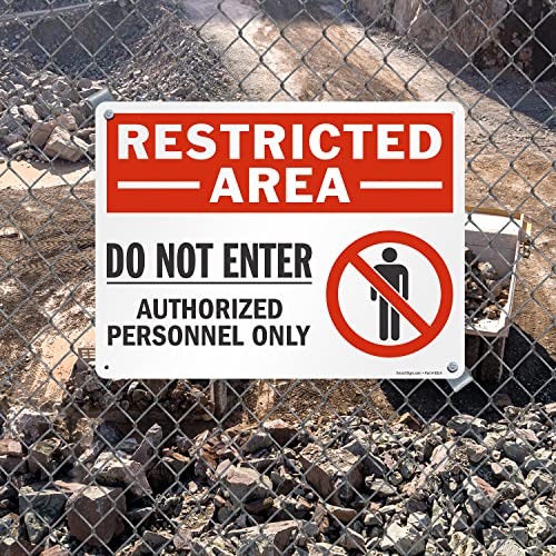 SmartSign 18 x 24 inch “Restricted Area - Do Not Enter, Authorized Personnel Only” Sign with Symbol, Digitally Printed, 55 mil HDPE Plastic, Red, White and Black, Made in USA - style: 18" x 24" - Plastic
