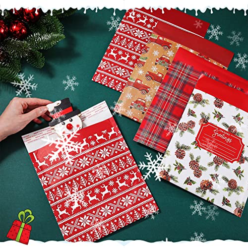 Yexiya 32 Pcs Christmas Bubble Mailers 8.3 x 9.3 Inch Christmas Padded Envelopes Self Adhesive Shipping Bags Holiday Mailing Envelopes Waterproof Postal Bag for Xmas Mailing Packaging (Vintage Style)