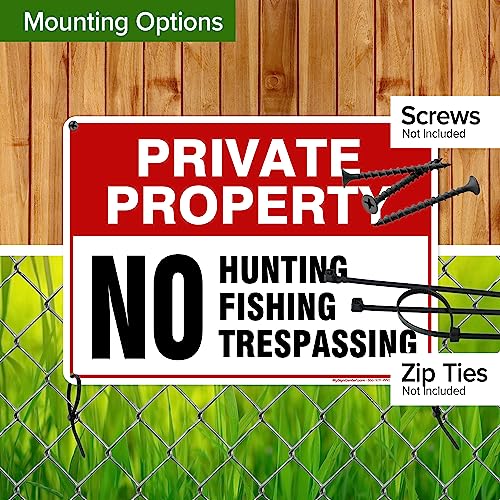 Private Property No Fishing No Hunting No Trespassing Sign, 10x14 Inches, - size: 10x14 - Polyethylene