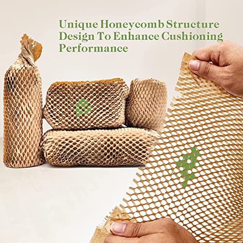 Honeycomb Packing Paper, 15" x 262' Honeycomb Cushioning Wrap Roll for Moving Shipping Packaging Gifts, Recyclable Honeycomb Paper Moving Supplies Bubble Paper Wrapping Protective Roll Khaki - size: 15" x 262'