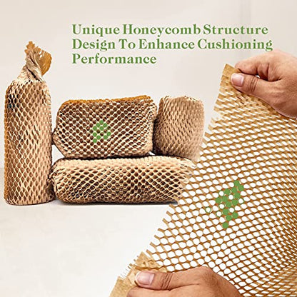 Honeycomb Packing Paper, 15" x 262' Honeycomb Cushioning Wrap Roll for Moving Shipping Packaging Gifts, Recyclable Honeycomb Paper Moving Supplies Bubble Paper Wrapping Protective Roll Khaki - size: 15" x 262'