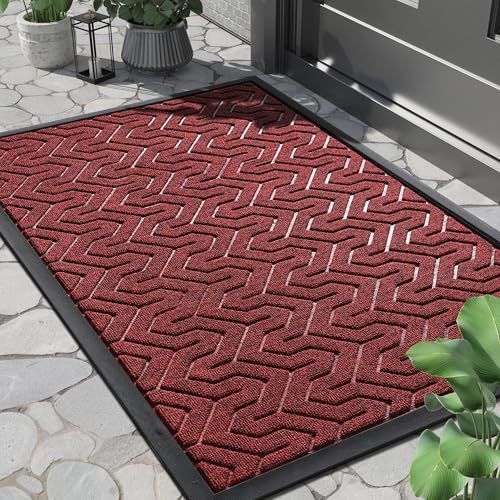 Yimobra Indoor Outdoor Mats for Front Door, Black Red, 29.5x17 - color: Black Red, size: 29.5x17 Inch