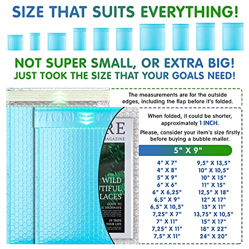 Poly Bubble Mailers, 10,5 x 16 Inch Light Blue Padded Mailers, Self Seal Shipping Envelopes, Lightweight Poly Mailer Bags, Waterproof Mailing Bags, Pack of 200 - color: Light Blue, size: 10,5" x 16" / 200 Pack