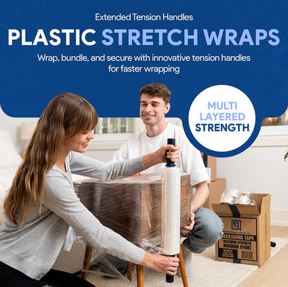 International Plastics Co. 15" Plastic Stretch Wrap with Tension Handles - size: 12 Pack, style: Extended Handles
