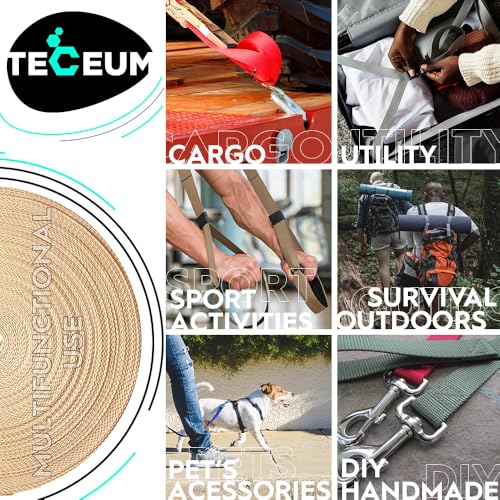 TECEUM Webbing Strap, 3/4" to 2", 10-50 Yds, Multi-Color Heavy Duty Tape - color: Champagne, size: 1"- 10 yards