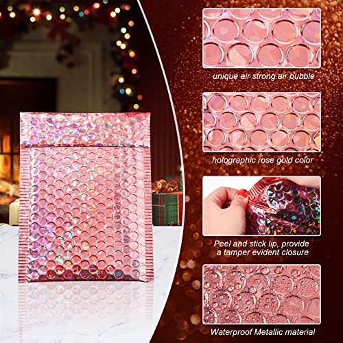 50 Pcs Bubble Mailers 3 Sizes, Bubble Shipping Envelopes, Glitter Rose Gold - color: Glitter Rose Gold