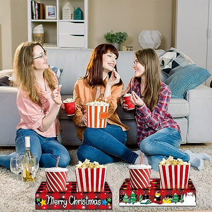 32pcs Christmas Party Supplies Merry Christmas Movie Night Snack Trays - style: Christmas Movie Night