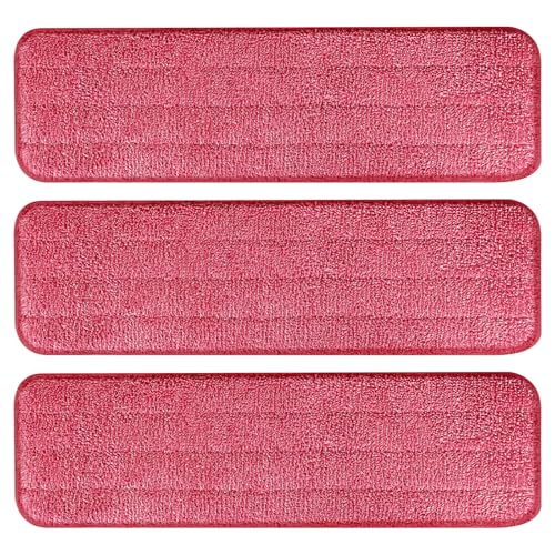 AmaVins 3 Pack Microfiber Cleaning Pads, Reusable Microfiber Mop Pads for 18 Inch Mop, Hardwood Floor Replacement Cleaning Mop Pads, Machine Washes - color: A-red 3 Pack 01