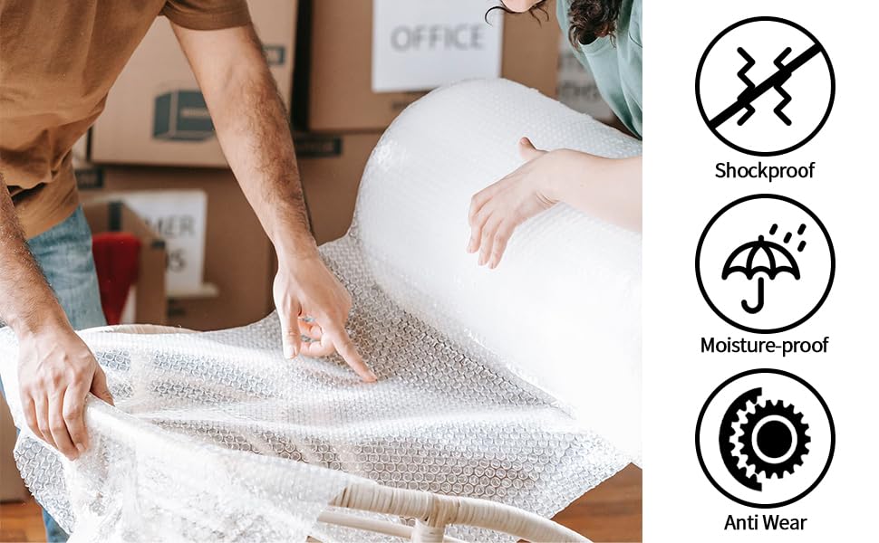 2 Pack-12inchx72ft Total 3/16" Air Bubble Cushioning Wrap Roll, Bubble Wrap for Protection Packaging Mailers, Nylon Wrap Rolls Moving Cushioning Supplies for Moving/Insulation, Perforated Every 12”