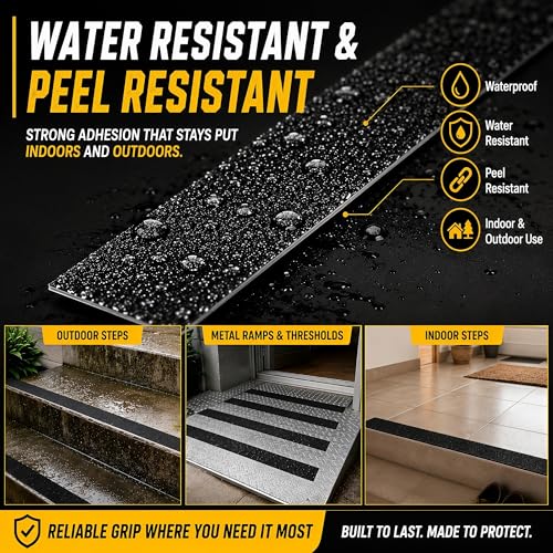 STRBOXONG Anti Slip Tape 2 in x 33 ft, Black 80 Grit Non Slip Grip Tape Roll, Waterproof Self Adhesive Traction Tape for Stairs Steps Ramps Ladders Workshop Walkways Industrial Safety Commercial Use - size: 2 in x 33 ft