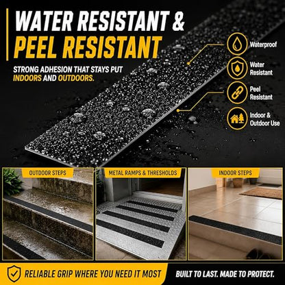 STRBOXONG Anti Slip Tape 2 in x 33 ft, Black 80 Grit Non Slip Grip Tape Roll, Waterproof Self Adhesive Traction Tape for Stairs Steps Ramps Ladders Workshop Walkways Industrial Safety Commercial Use - size: 2 in x 33 ft