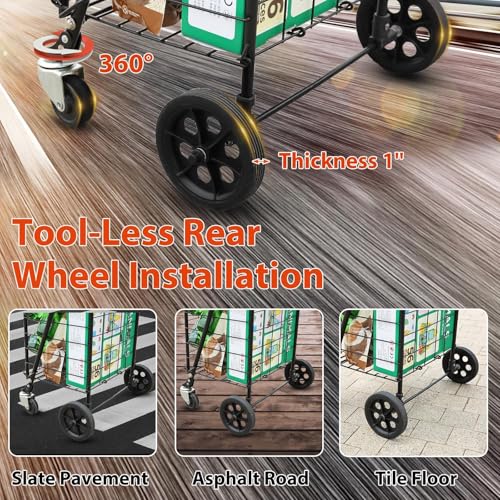 Siffler Grocery Shopping Cart with 360° Swivel Wheels Folding Utility Cart with Easily Collapsible Cart with Extended Foam Cover, Trolley for Laundry, Groceries, Travel (Black, Small) - size: Standard Small+No Bag