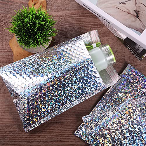 50 Pcs Bubble Mailers 3 Sizes, Bubble Shipping Envelopes, Glitter Silver - color: Glitter Silver