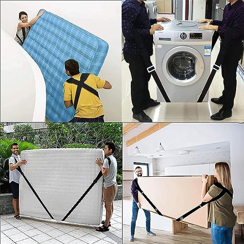 MORDEN MS Adjustable Moving Straps, 2-Person Shoulder Lifting and Moving System for Carry Furniture, Appliances, Mattresses, Heavy Objects up to 800 lbs(Black), 50.05''-104.3'', (VR-3UP6-CIA7) - color: Black