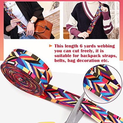 Nylon Webbing 1.5 Inch 6 Yards Colorful Ethnic Polyester Webbing Ribbon Bohemian Webbing for Backpack Strap Belt Seatbelt Bags Handles Luggage Pet Collars Leash 38mm 1 1/2" - color: wb01-6 Yards