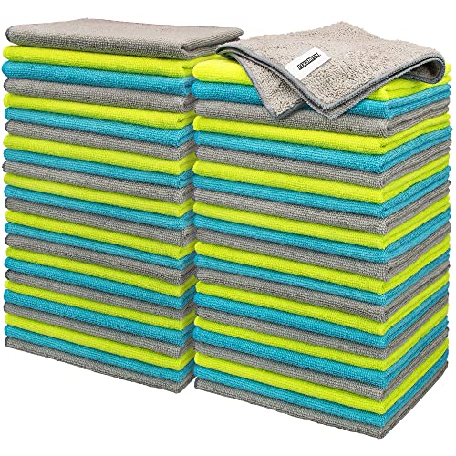 FIXSMITH Microfiber Cleaning Cloth - Pack of 50, Microfiber Towels for Cars 16 x 12 in, Highly Absorbent Cleaning Rags, Lint-Free, Streak-Free Cleaning Cloths for Car Kitchen Home Office - color: 3 Colors Assorted, size: 50pk