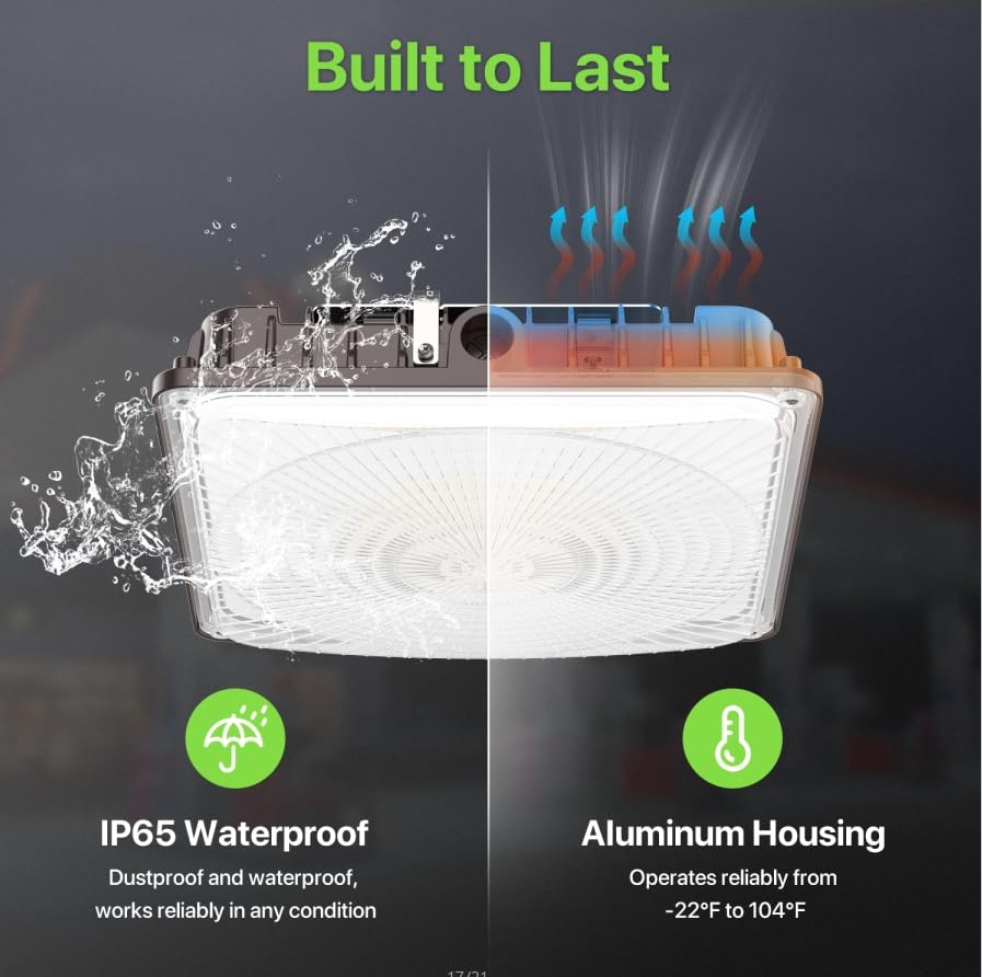 Glitgate 100W LED Canopy Lights with Motion Sensor, 100W/80W/60W Switchable - size: 4 Pack