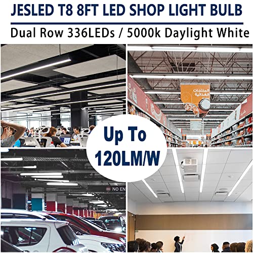 JESLED T8 T10 T12 8FT LED Tube Light Bulbs, 50W 6000LM, 5000K Daylight - color: Frosted, size: 12 Count (Pack of 1)