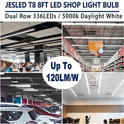 JESLED T8 T10 T12 8FT LED Tube Light Bulbs, 50W 6000LM, 5000K Daylight - color: Frosted, size: 12 Count (Pack of 1)