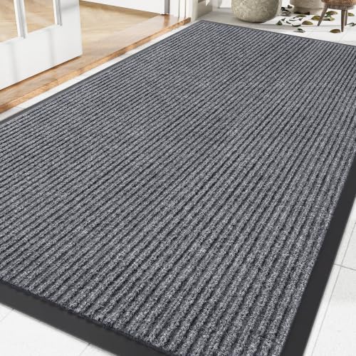 Amyracel Front Door Mat 2'x6', Heavy Duty Waterproof Commercial Floor Mat - color: Grey Double Stripe, size: 2' x 6'(Rectangular)