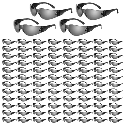 WFEANG 100 Pack Smoke Safety Glasses for Men Women, ANSI Z87.1 Work Glasses - color: 100grey
