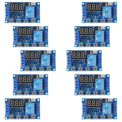 ACEIRMC DC 6-30V Timer Relay Programmable Delay Relay Module Cycle Timer with LCD Display / 5V Micro USB, Smart Home Controller (10pcs) - color: 10pcs